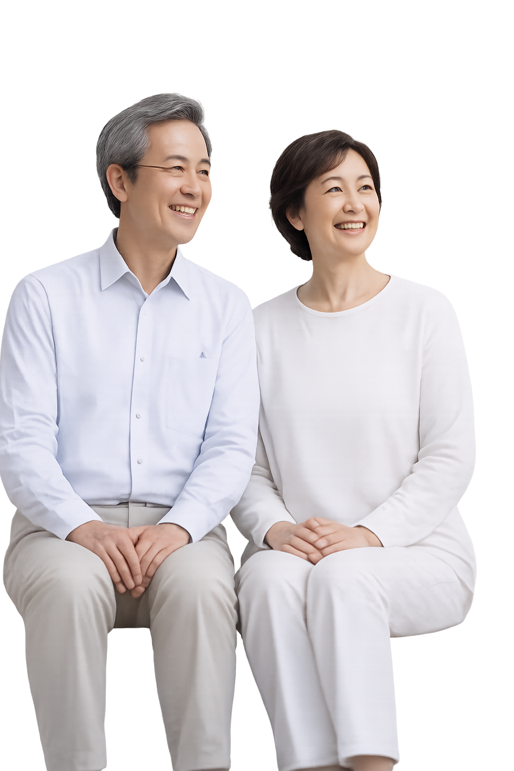 相談する年配の男女